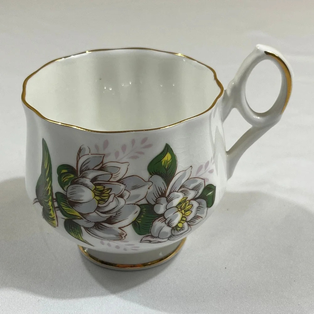 Royal Dover Tea Cup Saucer Set July Water Lily Bone China